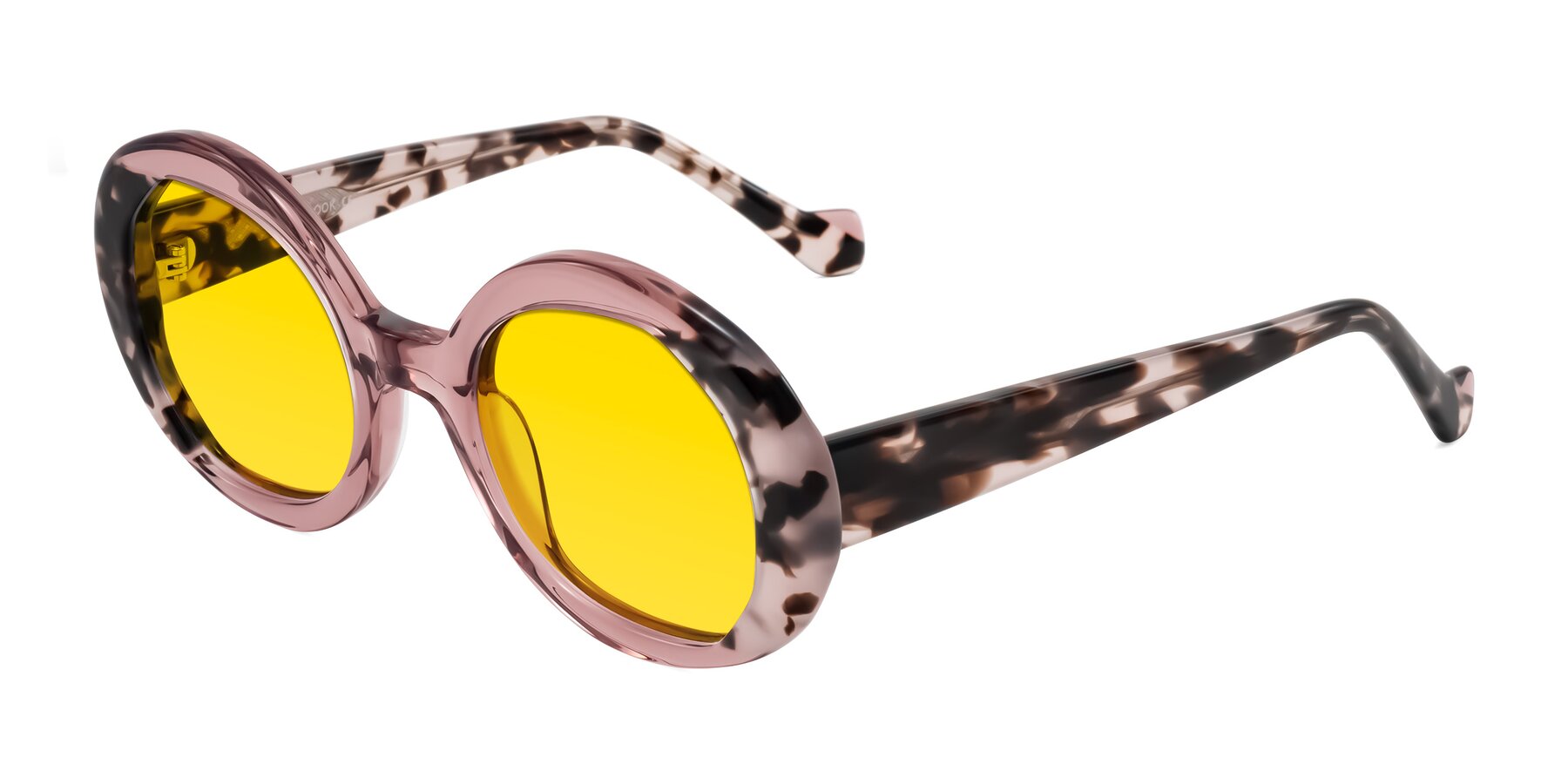 Angle of Rao in Pink/Ivory Tortoise with Yellow Tinted Lenses