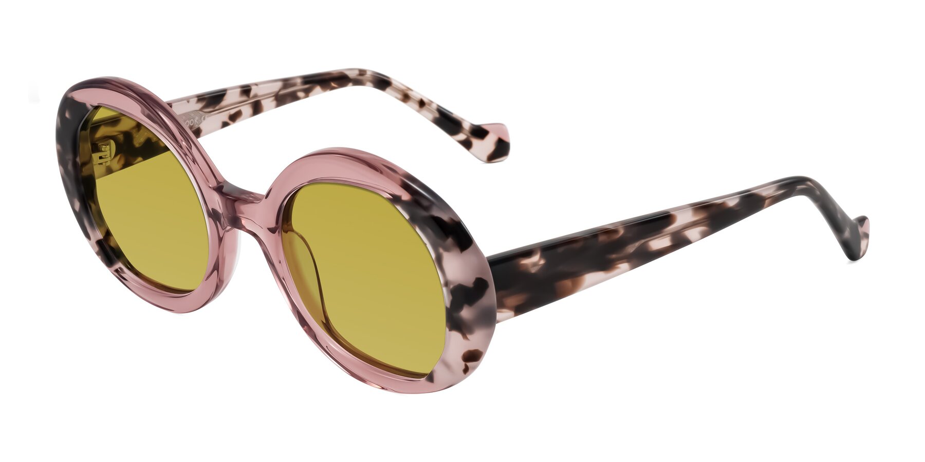Angle of Rao in Pink/Ivory Tortoise with Champagne Tinted Lenses