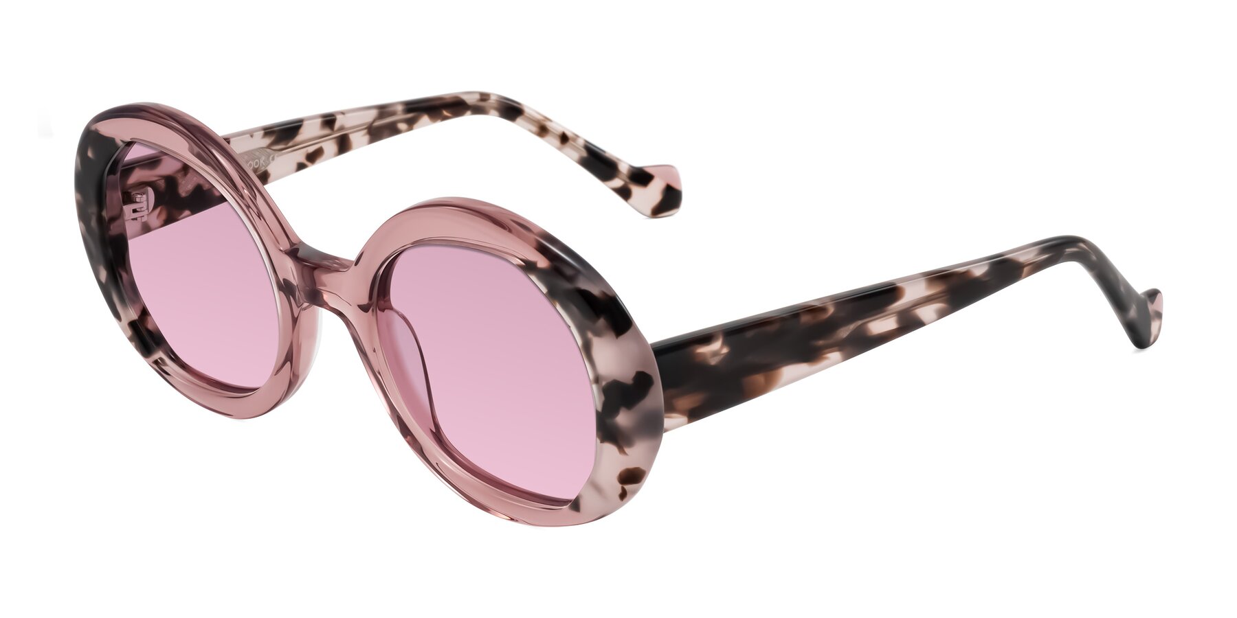 Angle of Rao in Pink/Ivory Tortoise with Light Wine Tinted Lenses