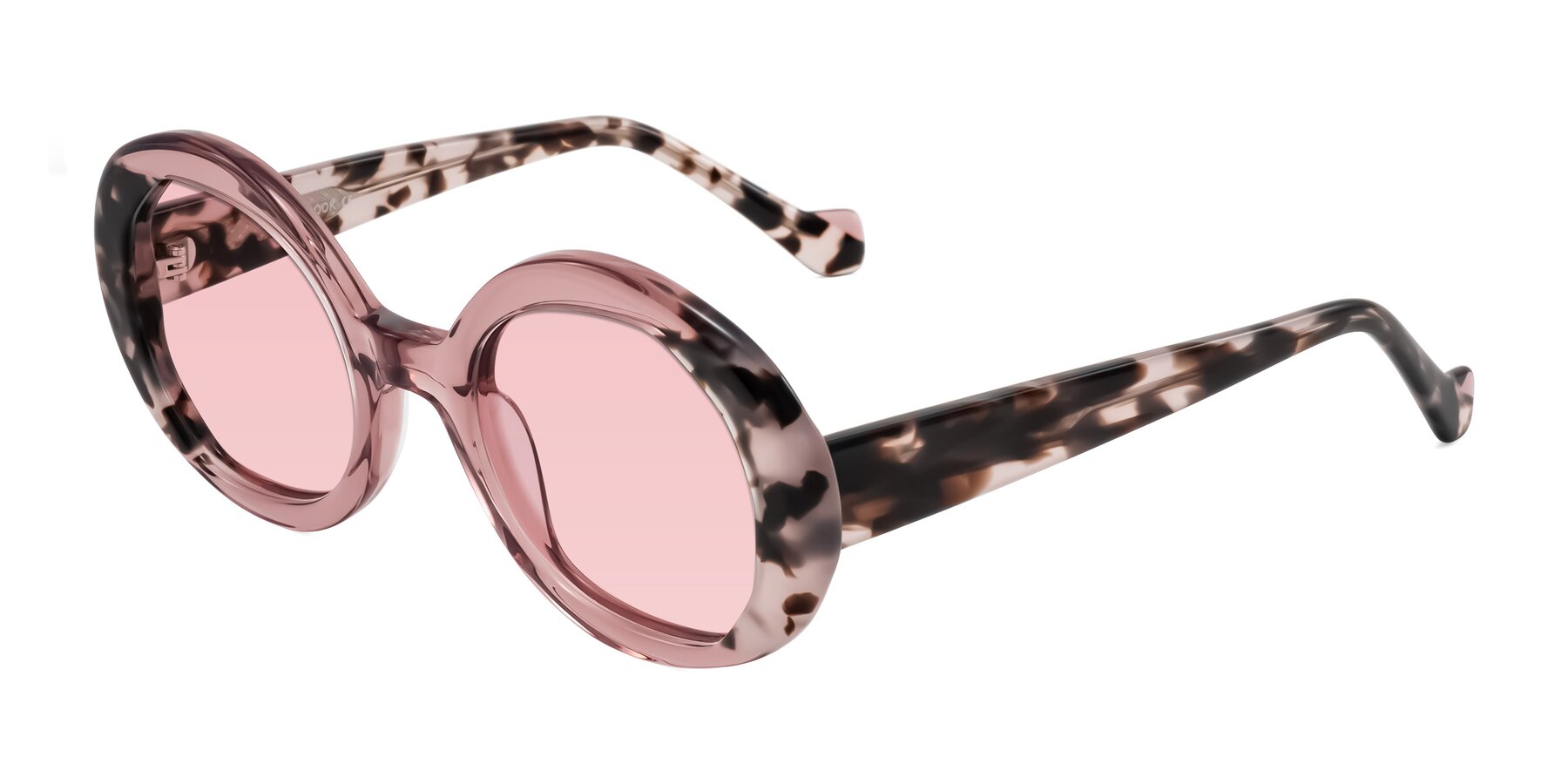 Angle of Rao in Pink/Ivory Tortoise with Light Garnet Tinted Lenses