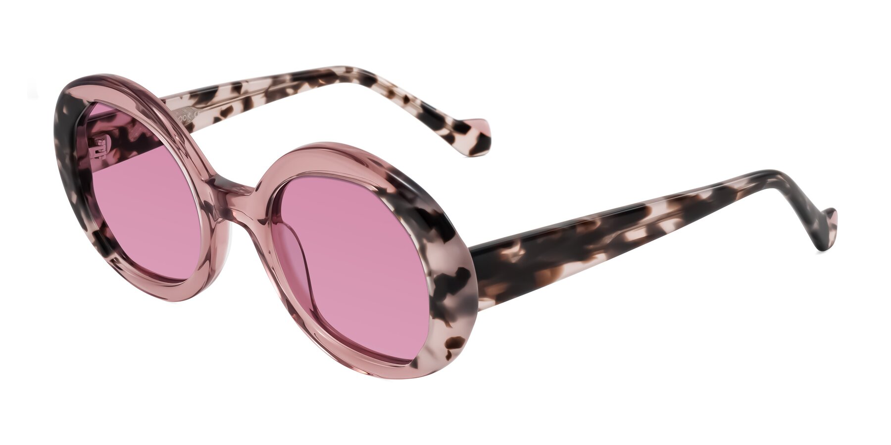 Angle of Rao in Pink/Ivory Tortoise with Medium Wine Tinted Lenses