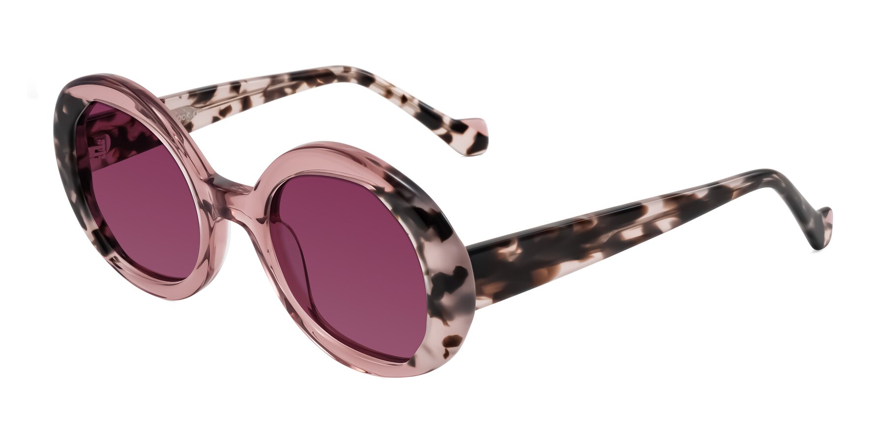 Angle of Rao in Pink/Ivory Tortoise with Wine Tinted Lenses