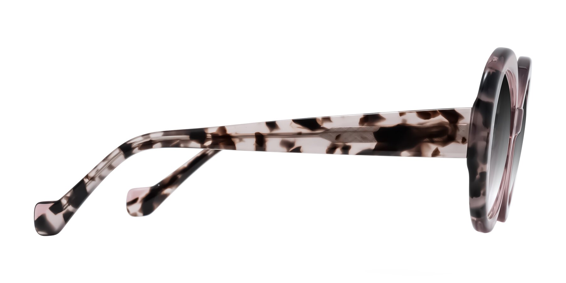 Side of Rao in Pink/Ivory Tortoise with Gray Gradient Lenses