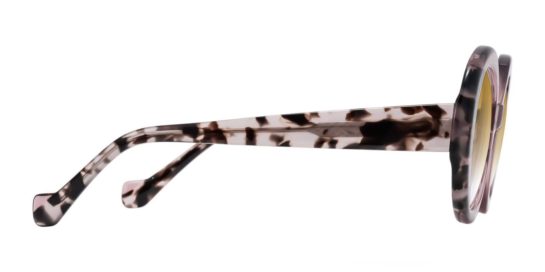 Side of Rao in Pink/Ivory Tortoise with Champagne Gradient Lenses