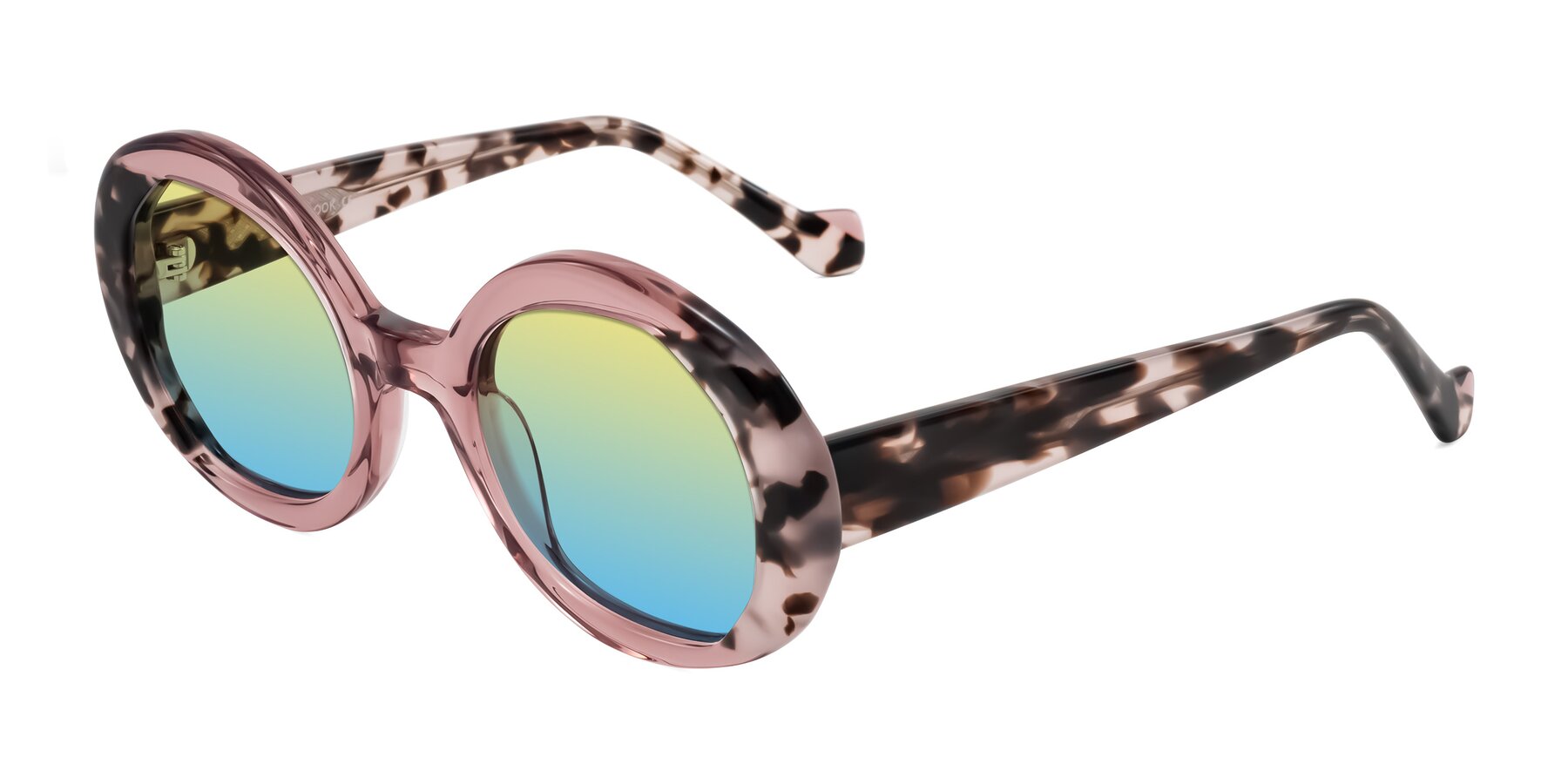 Angle of Rao in Pink/Ivory Tortoise with Yellow / Blue Gradient Lenses