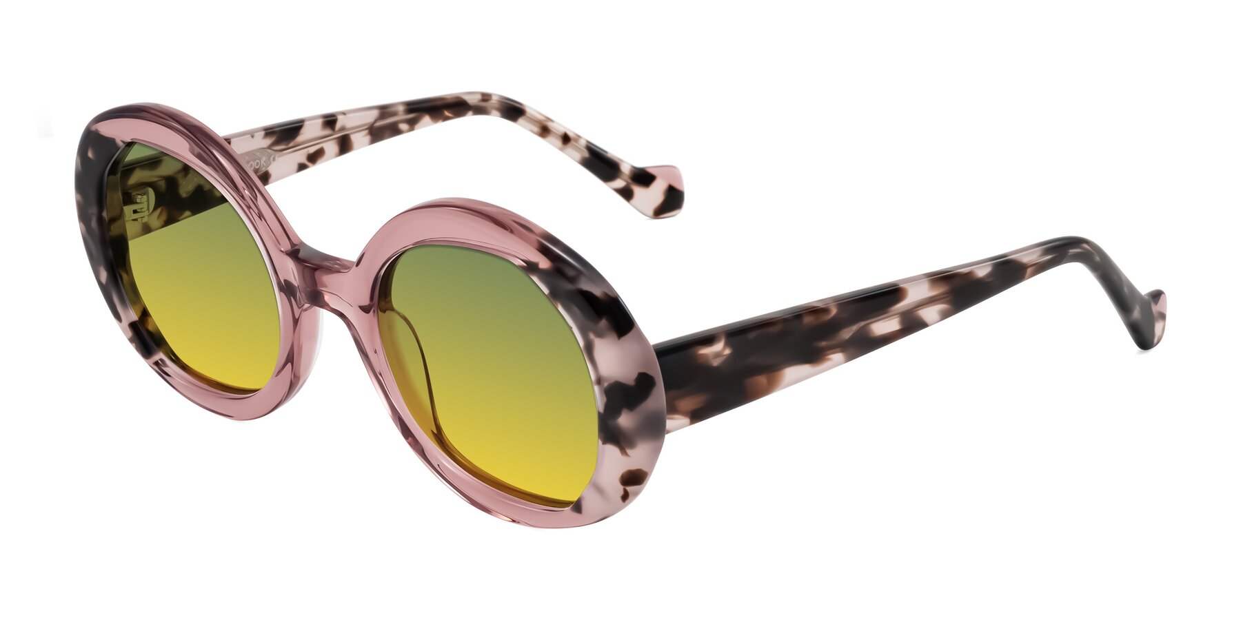 Angle of Rao in Pink/Ivory Tortoise with Green / Yellow Gradient Lenses