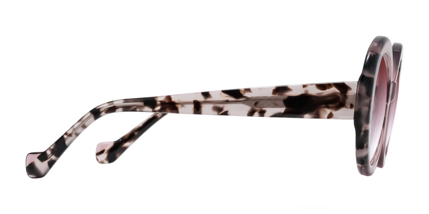Side of Rao in Pink/Ivory Tortoise with Garnet Gradient Lenses