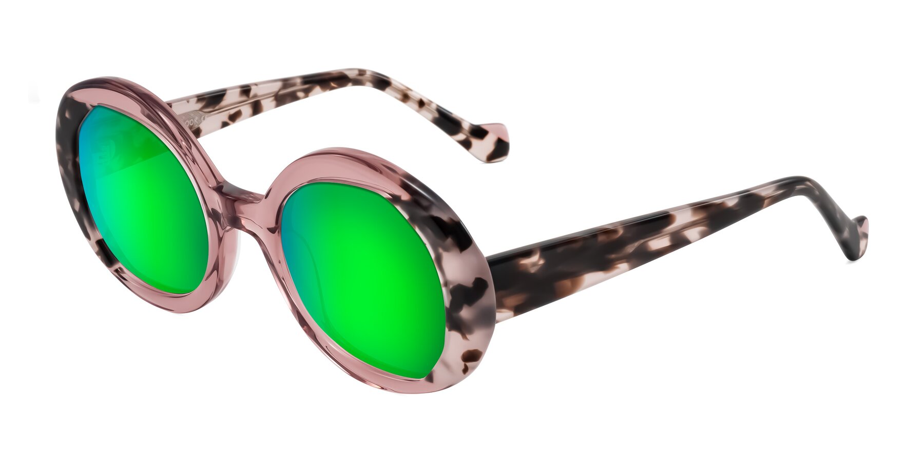 Angle of Rao in Pink/Ivory Tortoise with Green Mirrored Lenses