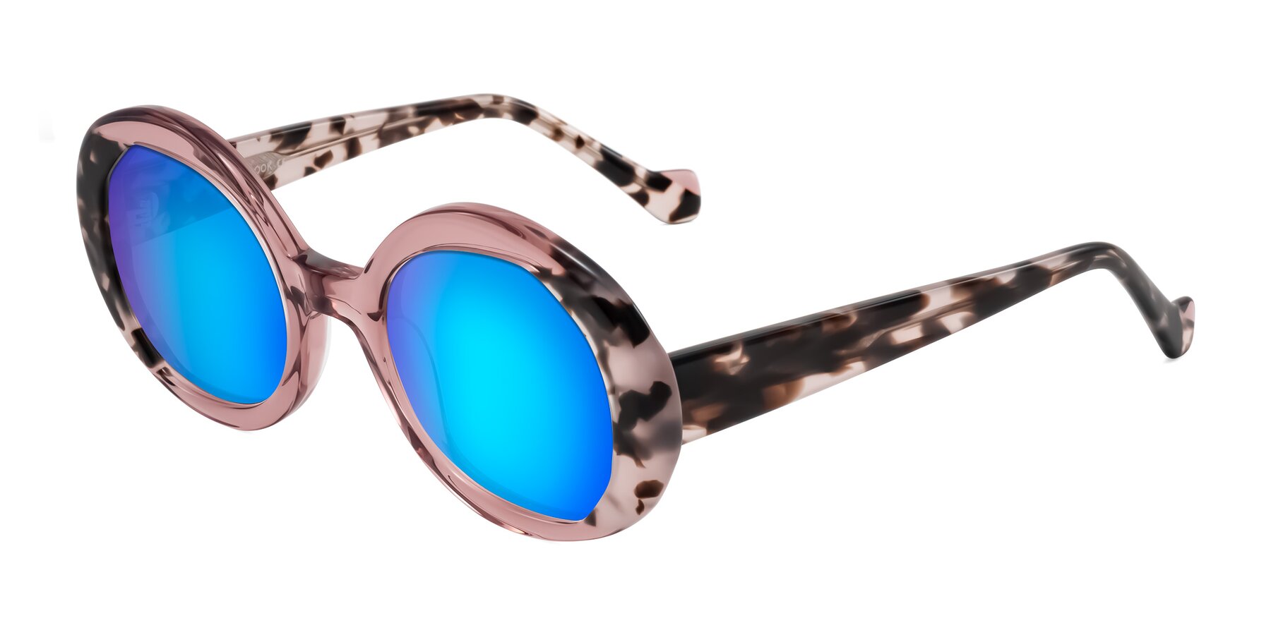 Angle of Rao in Pink/Ivory Tortoise with Blue Mirrored Lenses