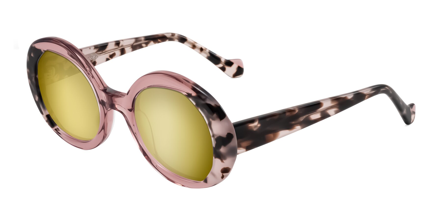 Angle of Rao in Pink/Ivory Tortoise with Gold Mirrored Lenses