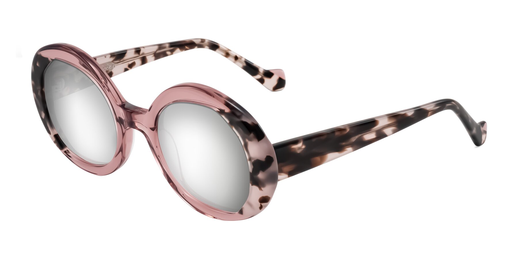 Angle of Rao in Pink/Ivory Tortoise with Silver Mirrored Lenses