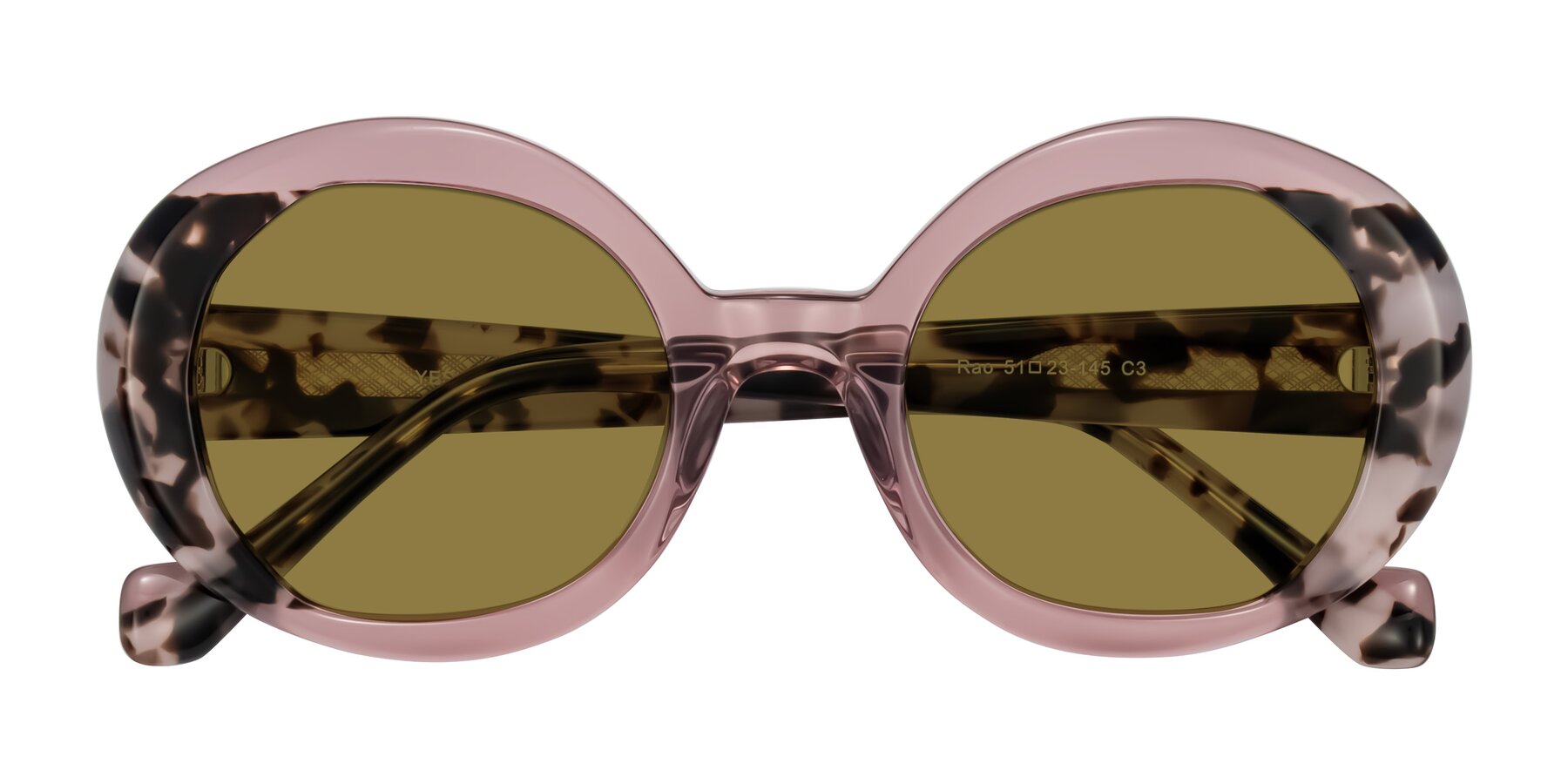Folded Front of Rao in Pink/Ivory Tortoise with Brown Polarized Lenses