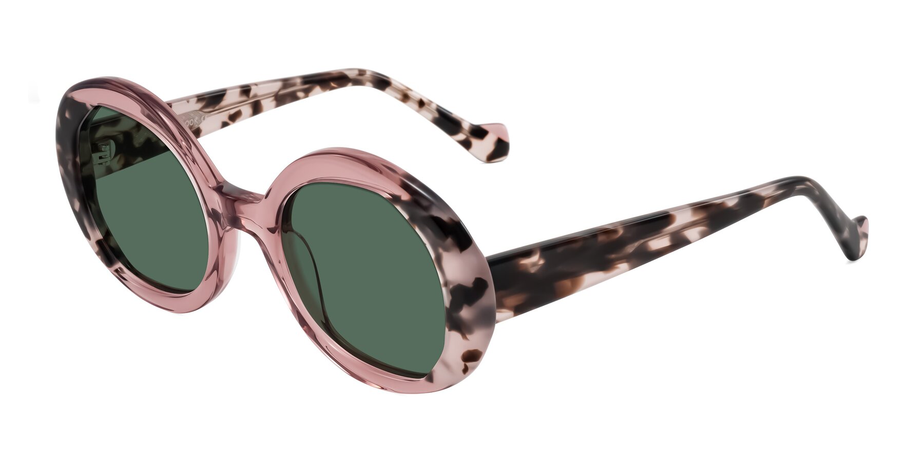 Angle of Rao in Pink/Ivory Tortoise with Green Polarized Lenses