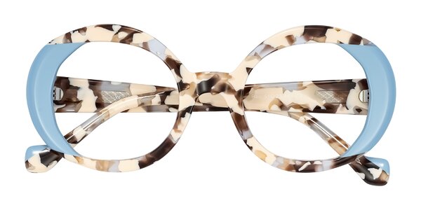 Front of Rao in Beige Tortoise/Blue