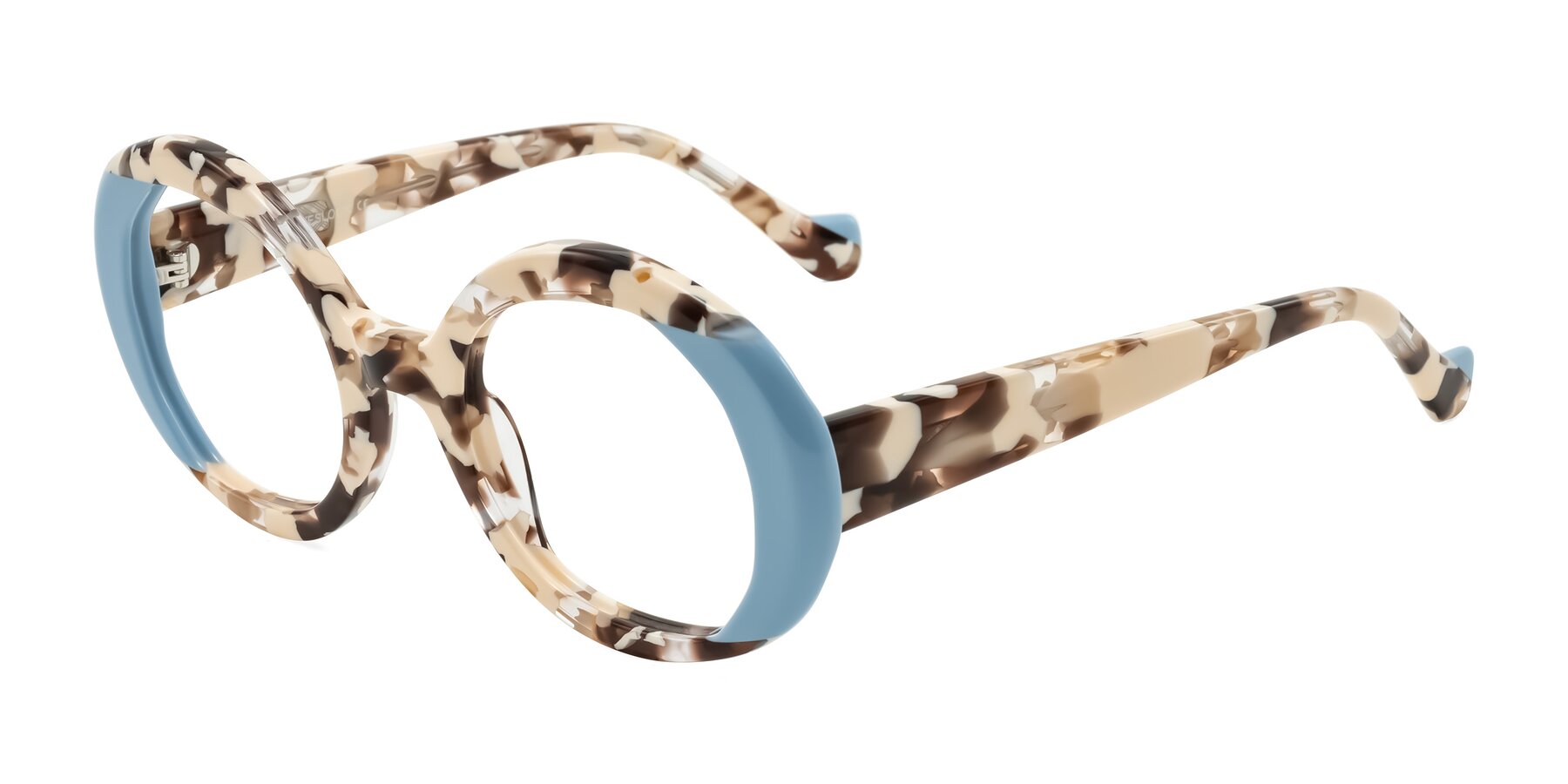 Angle of Rao in Beige Tortoise/Blue with Clear Eyeglass Lenses