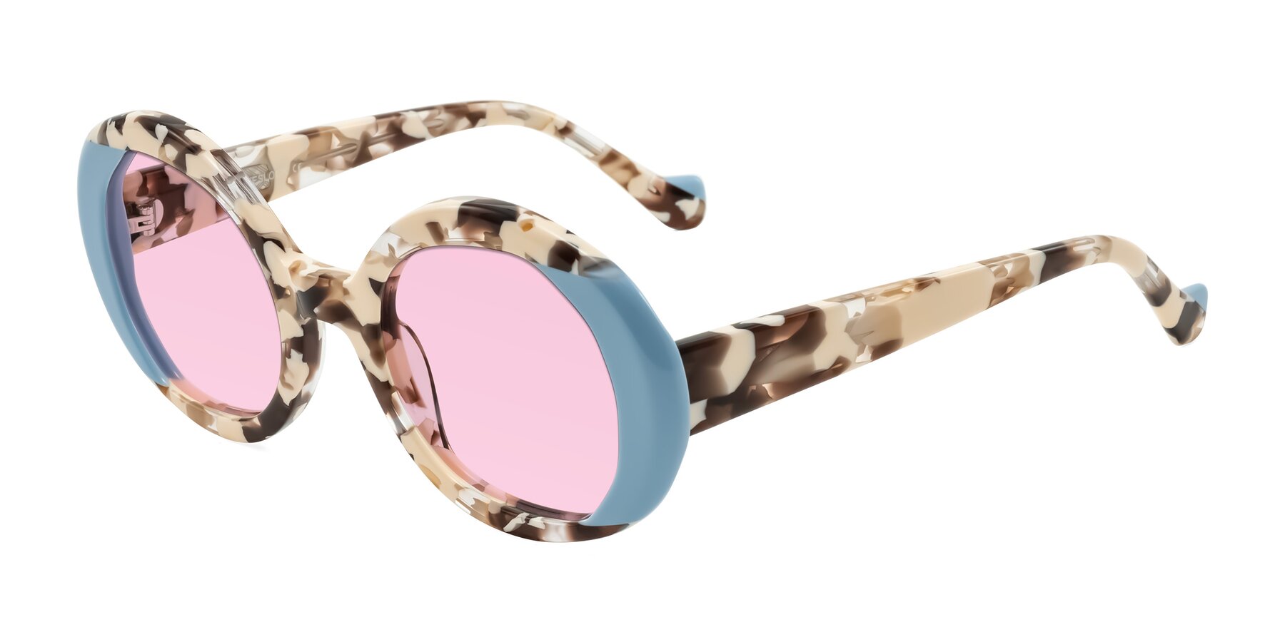 Angle of Rao in Beige Tortoise/Blue with Light Pink Tinted Lenses