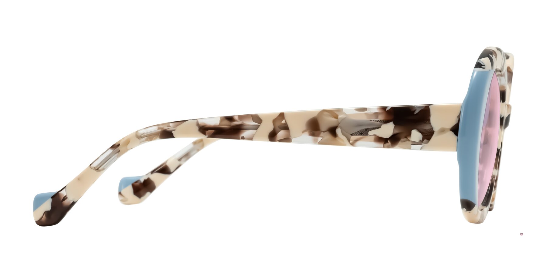 Side of Rao in Beige Tortoise/Blue with Light Pink Tinted Lenses