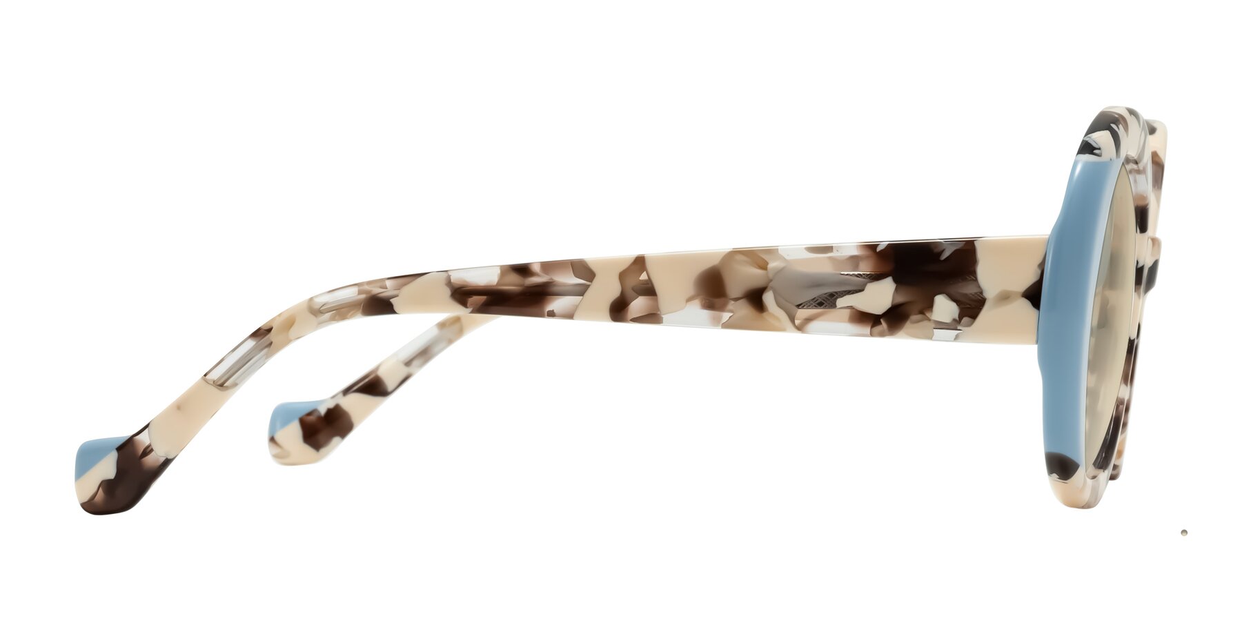 Side of Rao in Beige Tortoise/Blue with Light Brown Tinted Lenses