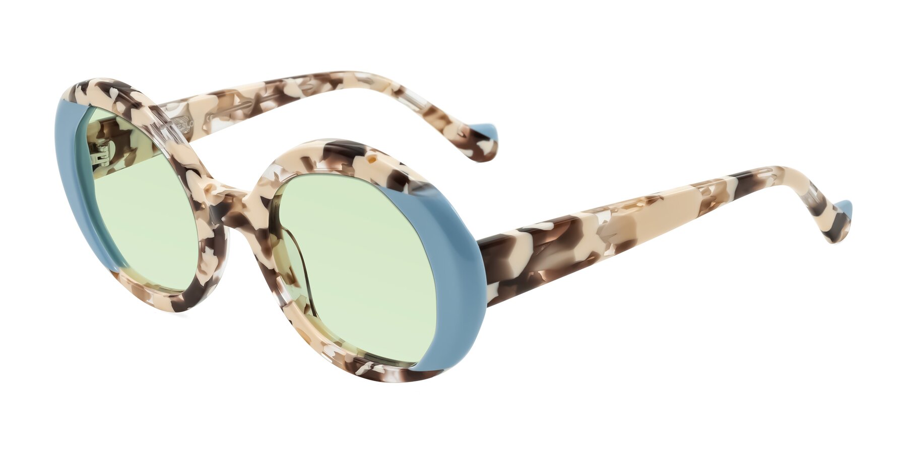 Angle of Rao in Beige Tortoise/Blue with Light Green Tinted Lenses