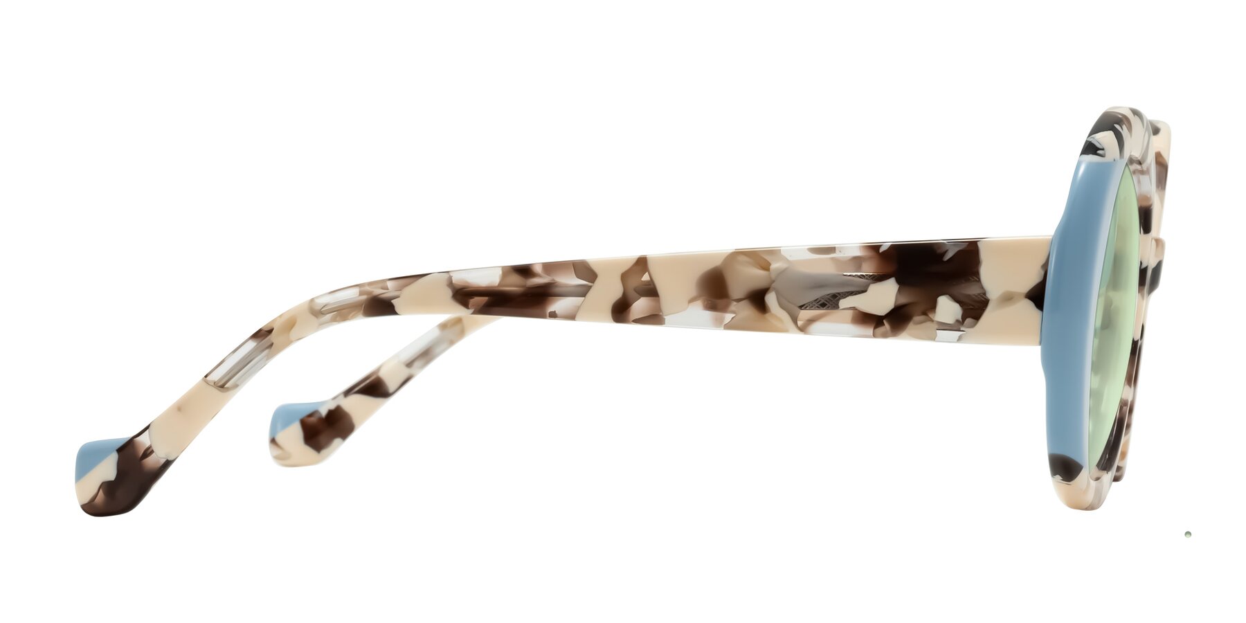 Side of Rao in Beige Tortoise/Blue with Light Green Tinted Lenses