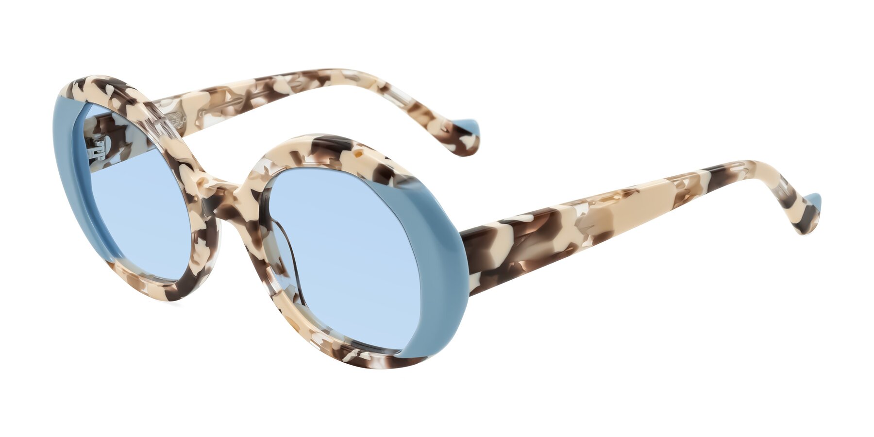 Angle of Rao in Beige Tortoise/Blue with Light Blue Tinted Lenses
