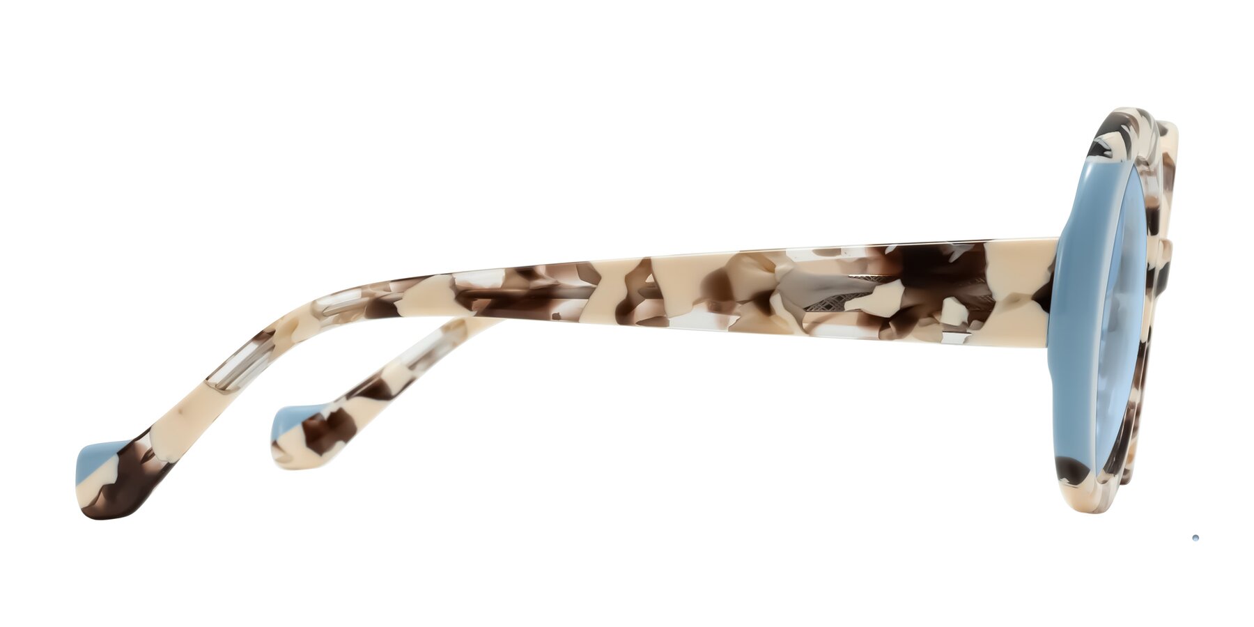 Side of Rao in Beige Tortoise/Blue with Light Blue Tinted Lenses
