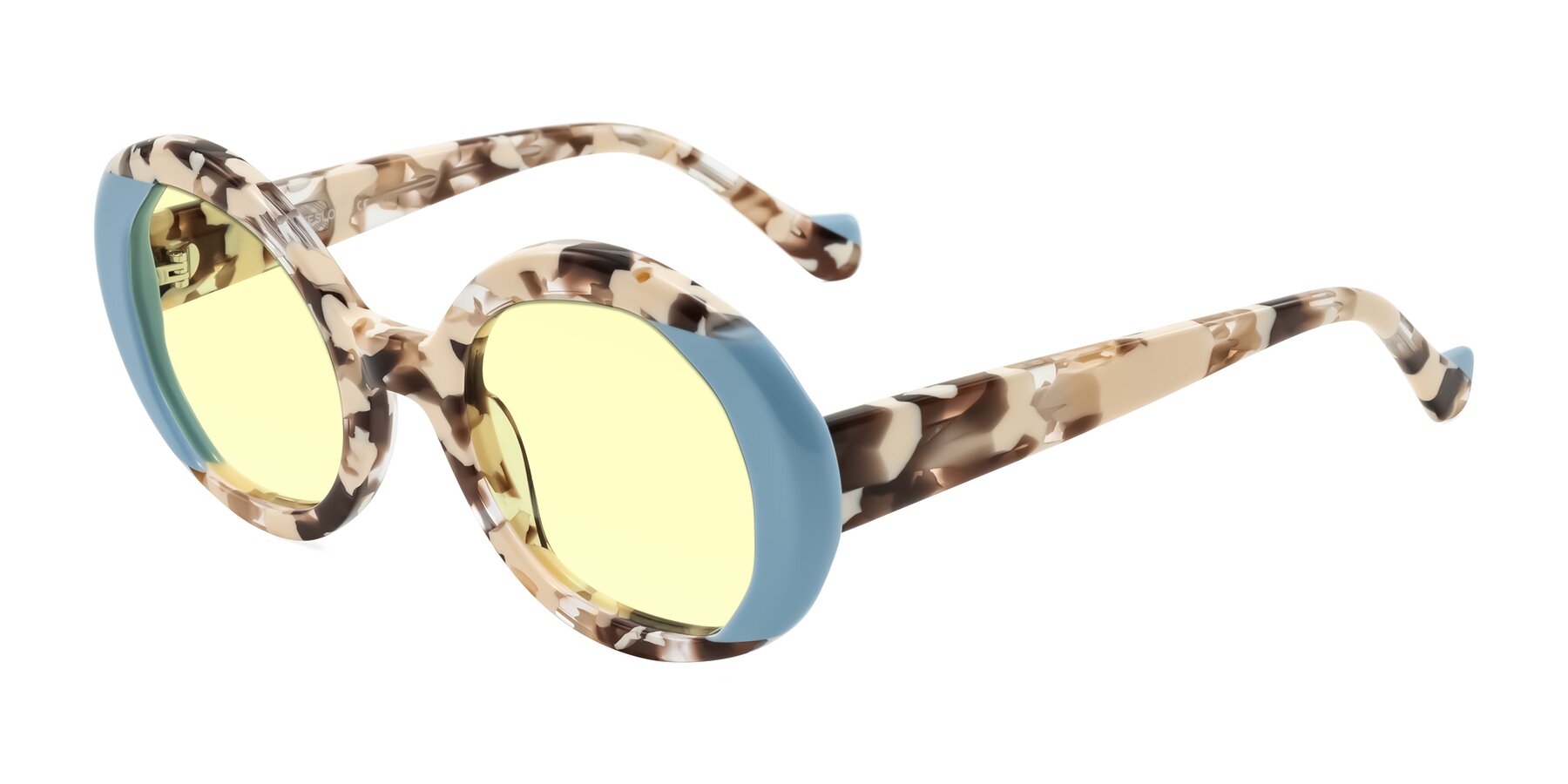 Angle of Rao in Beige Tortoise/Blue with Light Yellow Tinted Lenses