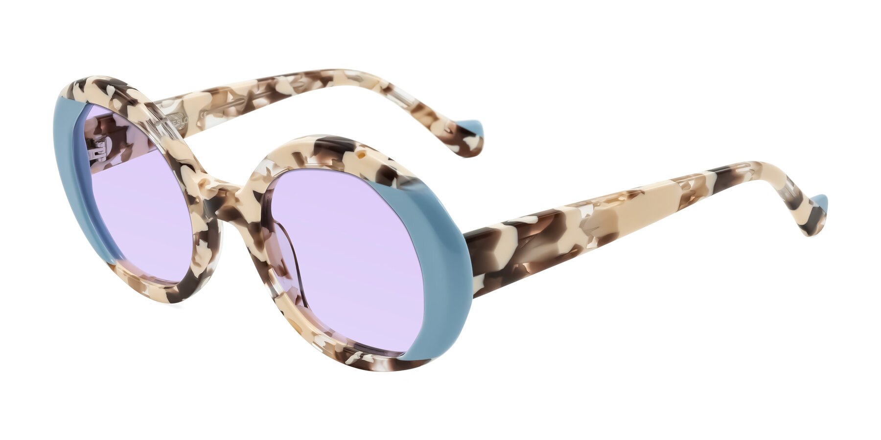 Angle of Rao in Beige Tortoise/Blue with Light Purple Tinted Lenses