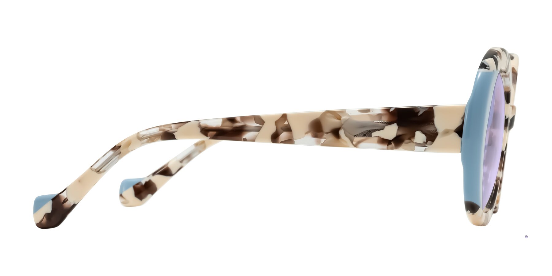 Side of Rao in Beige Tortoise/Blue with Light Purple Tinted Lenses