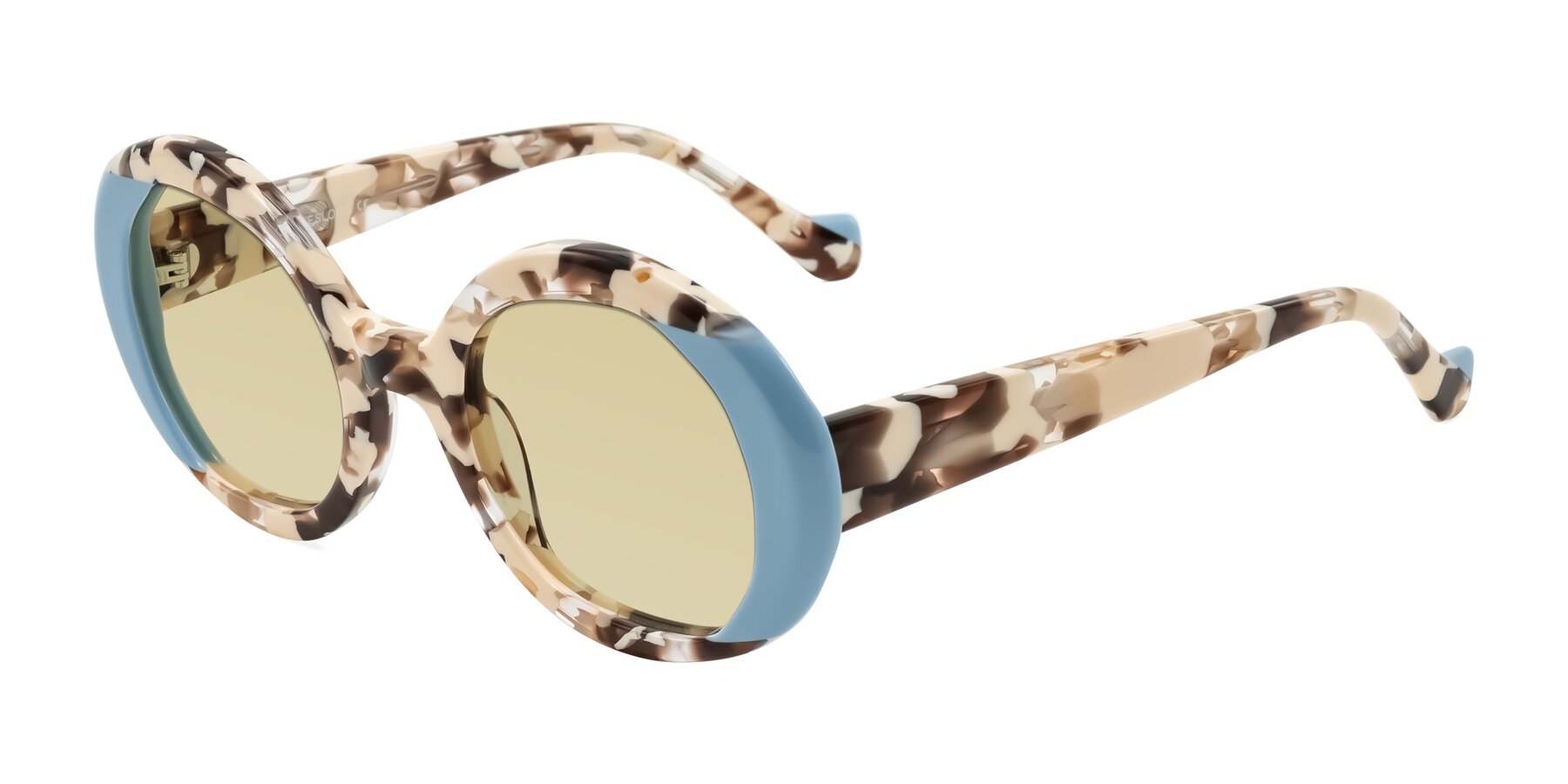 Angle of Rao in Beige Tortoise/Blue with Light Champagne Tinted Lenses