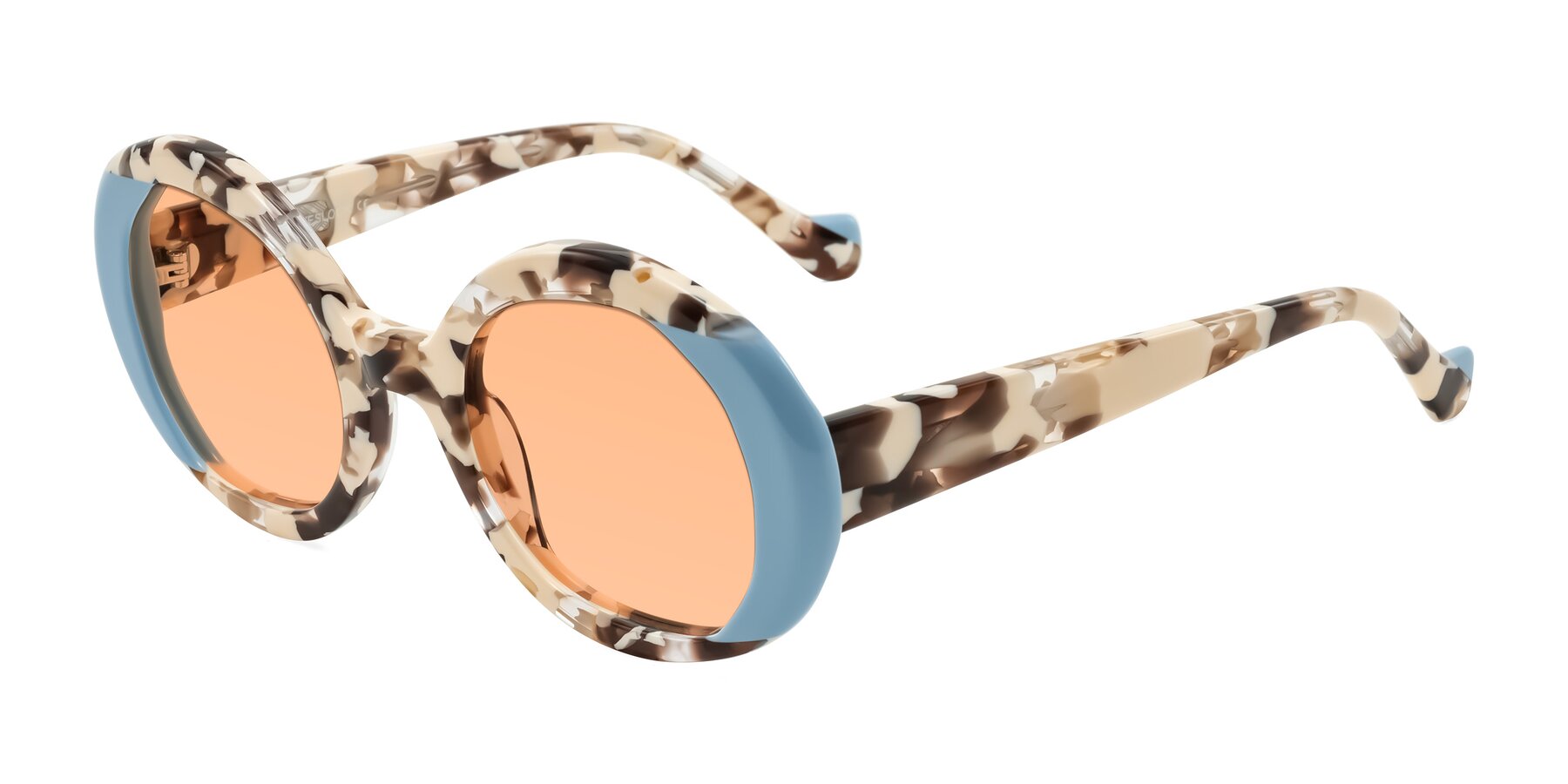 Angle of Rao in Beige Tortoise/Blue with Light Orange Tinted Lenses