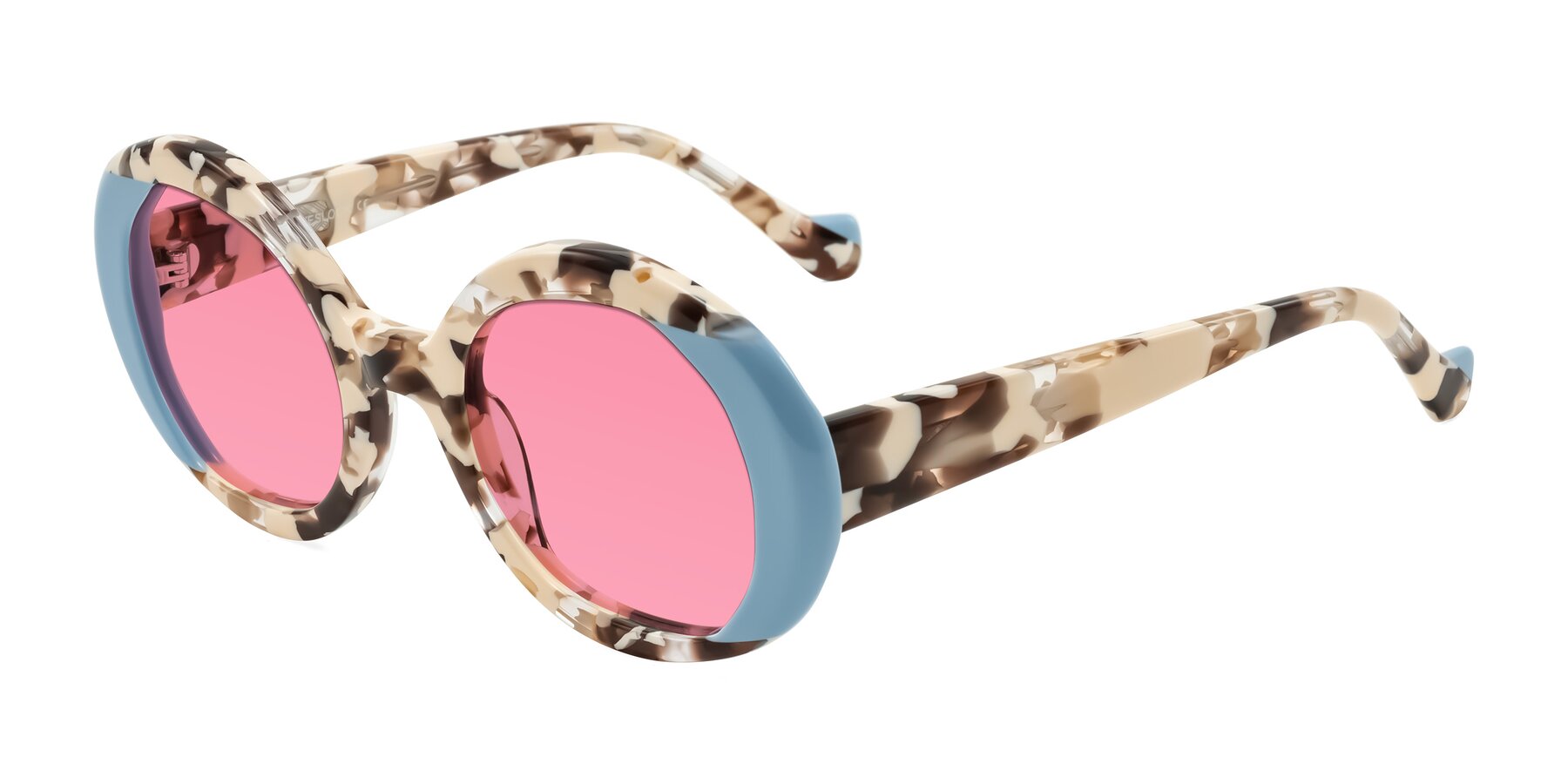 Angle of Rao in Beige Tortoise/Blue with Pink Tinted Lenses