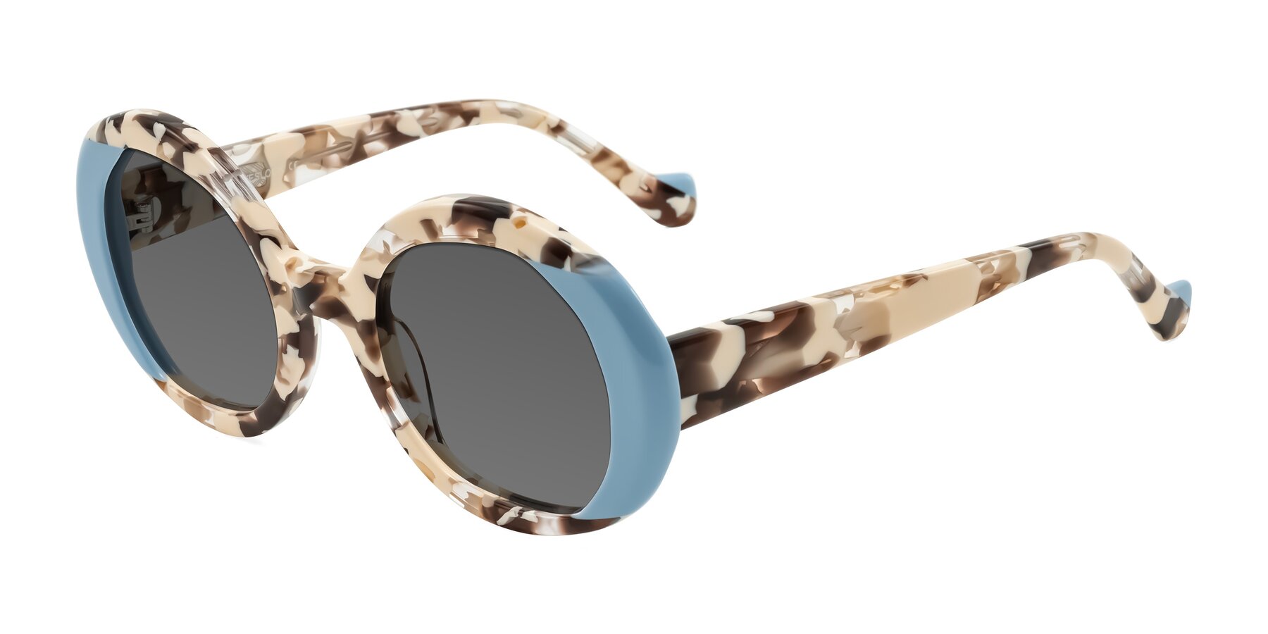 Angle of Rao in Beige Tortoise/Blue with Medium Gray Tinted Lenses