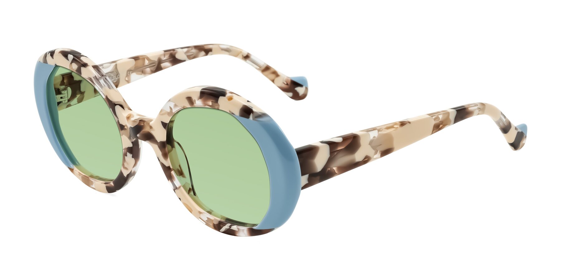 Angle of Rao in Beige Tortoise/Blue with Medium Green Tinted Lenses
