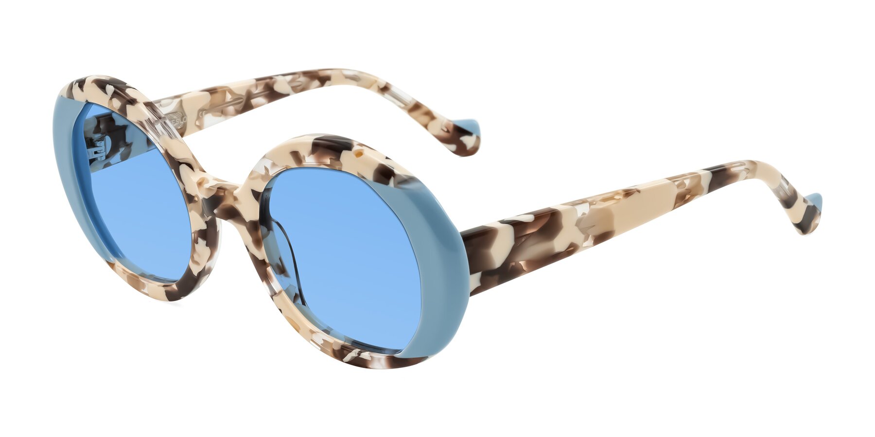 Angle of Rao in Beige Tortoise/Blue with Medium Blue Tinted Lenses