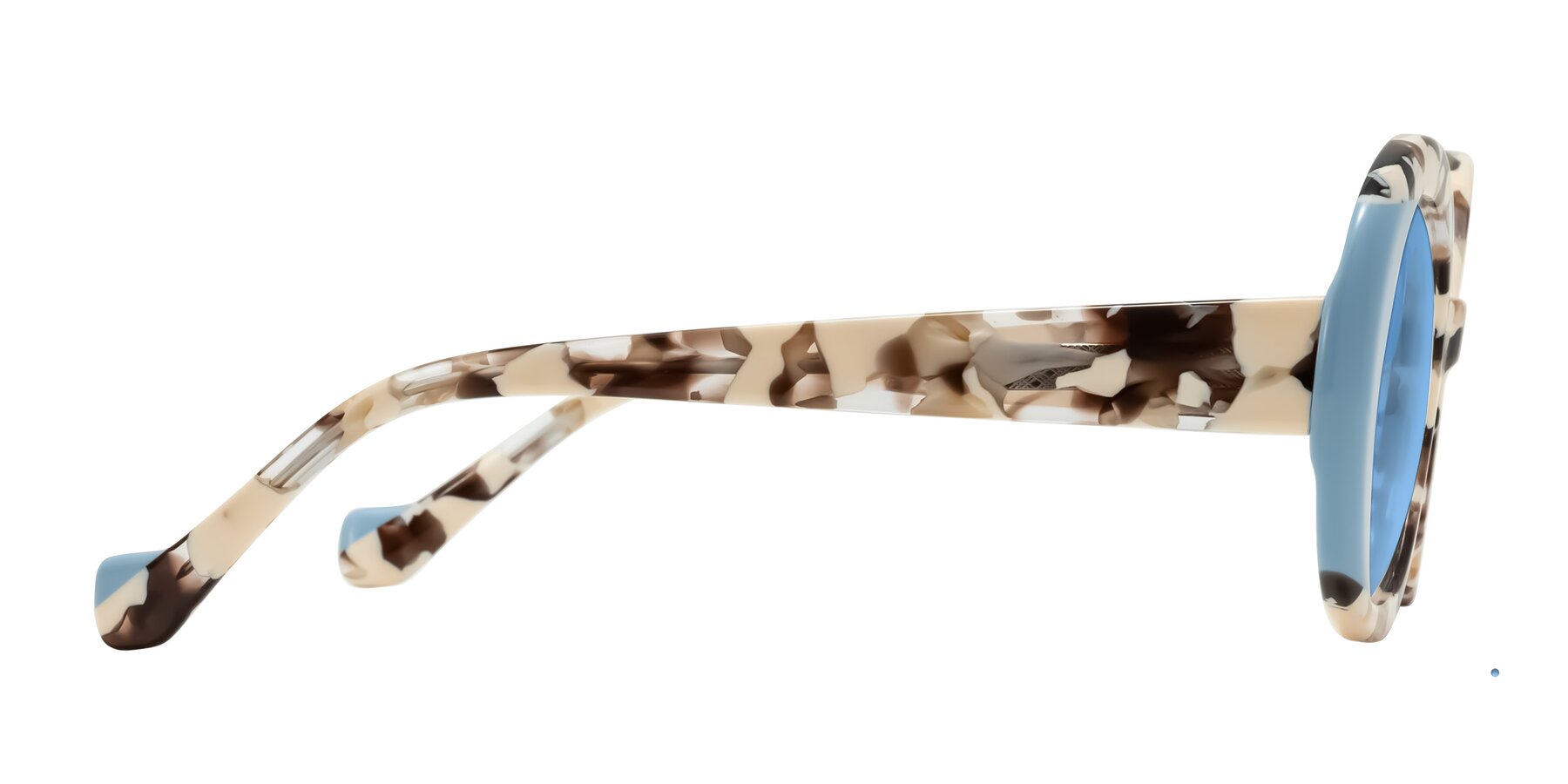 Side of Rao in Beige Tortoise/Blue with Medium Blue Tinted Lenses