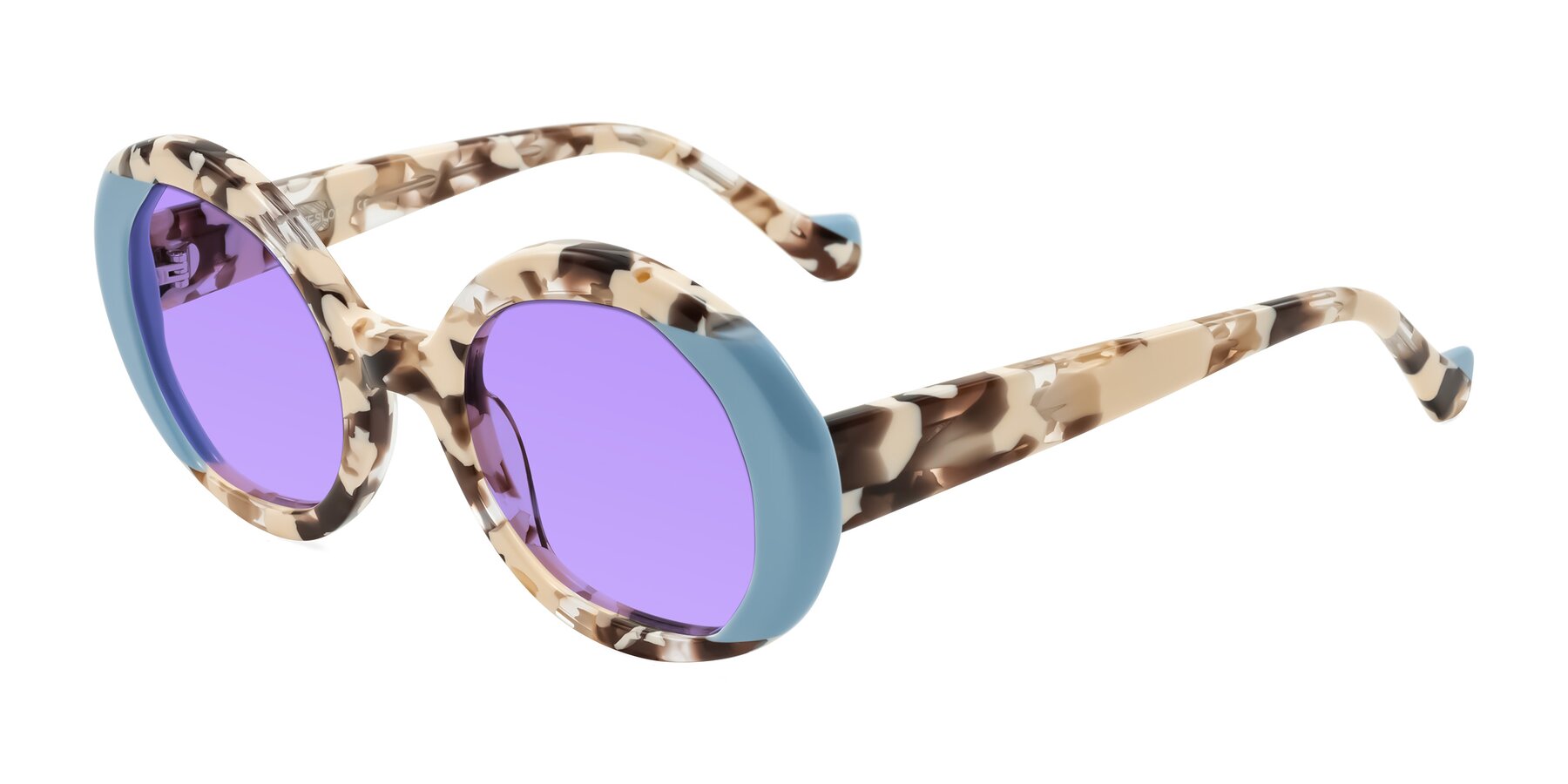 Angle of Rao in Beige Tortoise/Blue with Medium Purple Tinted Lenses