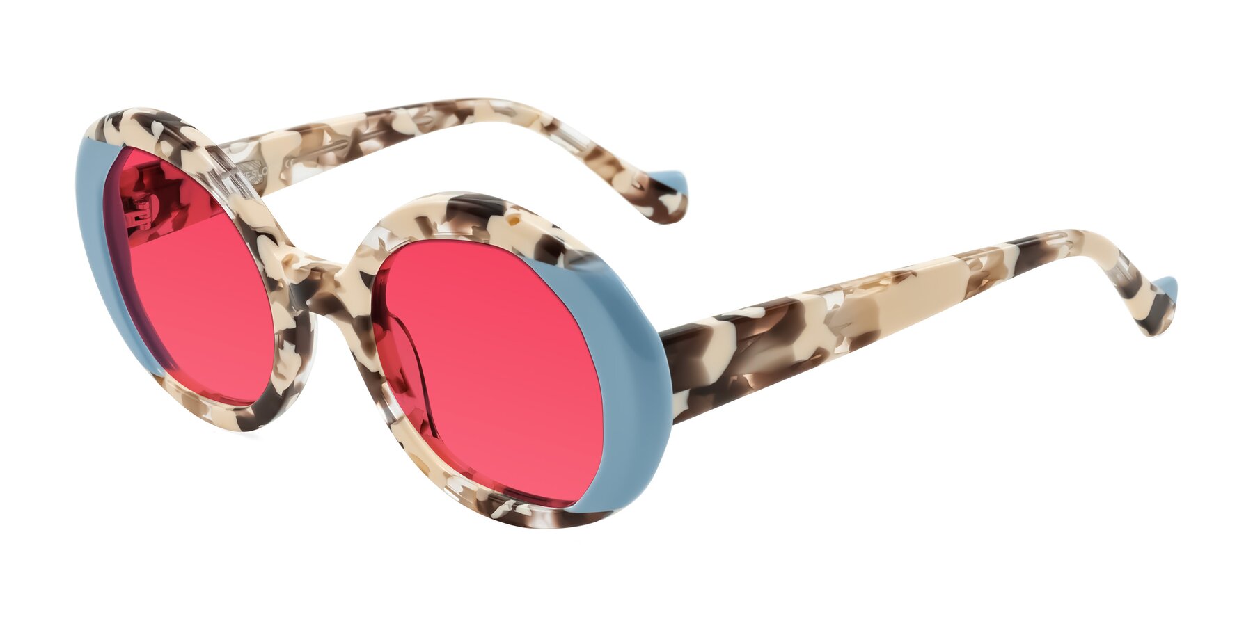 Angle of Rao in Beige Tortoise/Blue with Red Tinted Lenses
