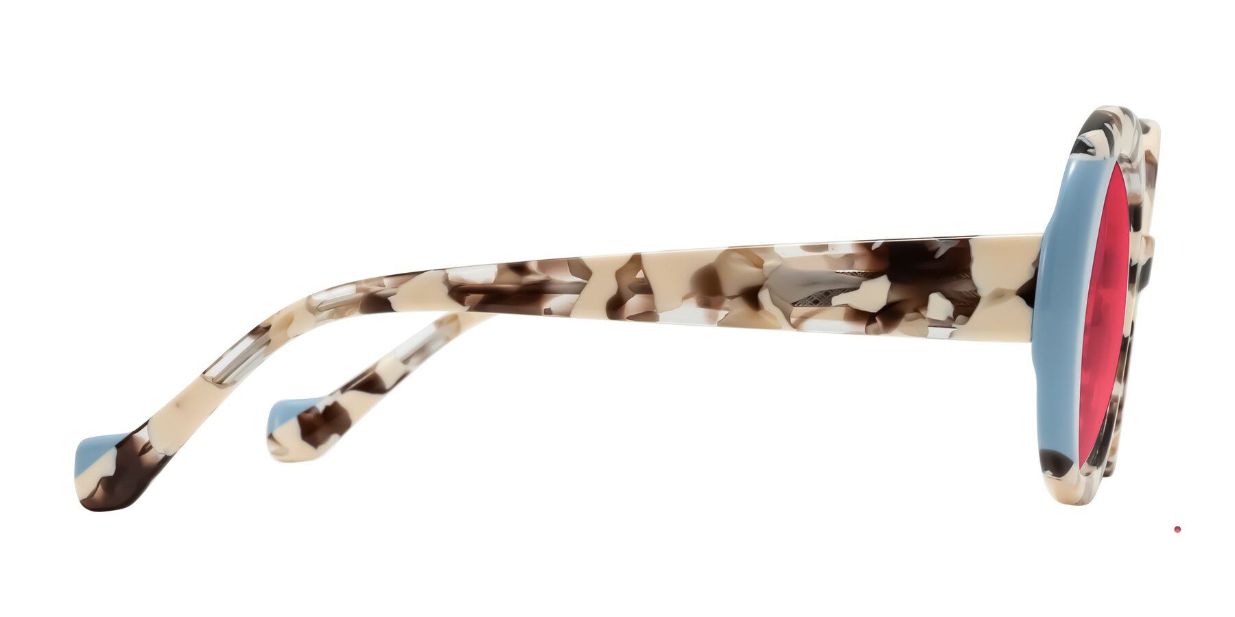 Side of Rao in Beige Tortoise/Blue with Red Tinted Lenses