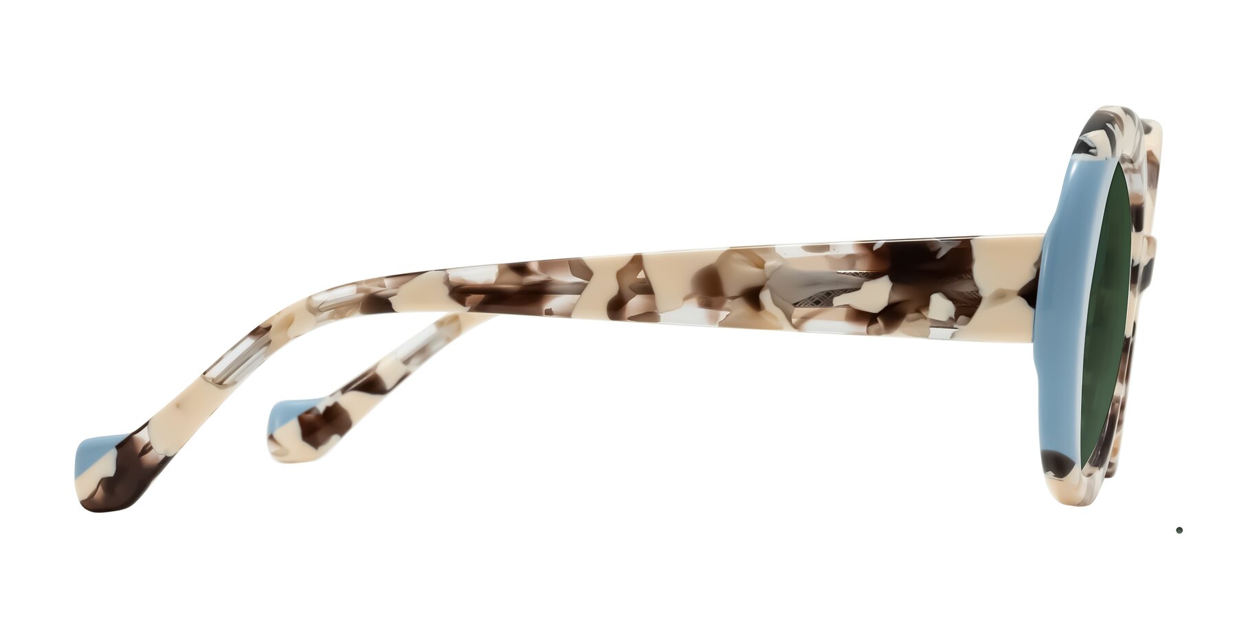 Side of Rao in Beige Tortoise/Blue with Green Tinted Lenses