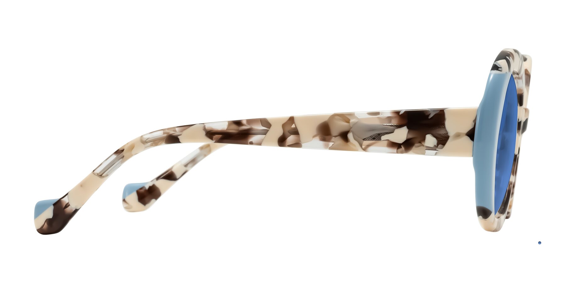 Side of Rao in Beige Tortoise/Blue with Blue Tinted Lenses