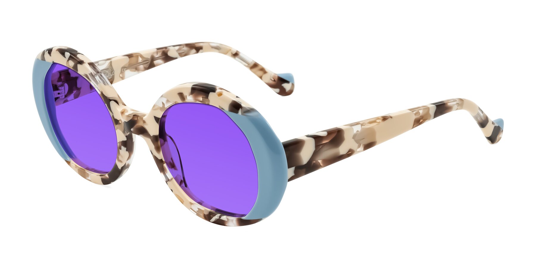 Angle of Rao in Beige Tortoise/Blue with Purple Tinted Lenses