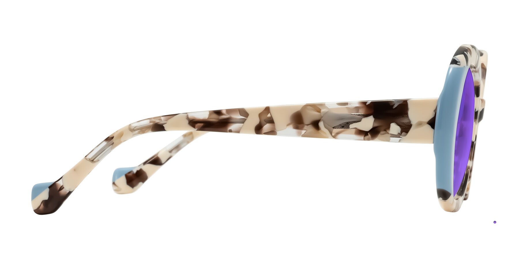 Side of Rao in Beige Tortoise/Blue with Purple Tinted Lenses