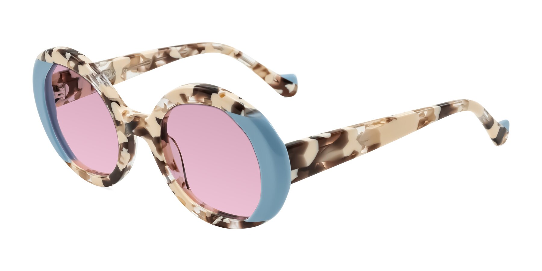 Angle of Rao in Beige Tortoise/Blue with Light Wine Tinted Lenses