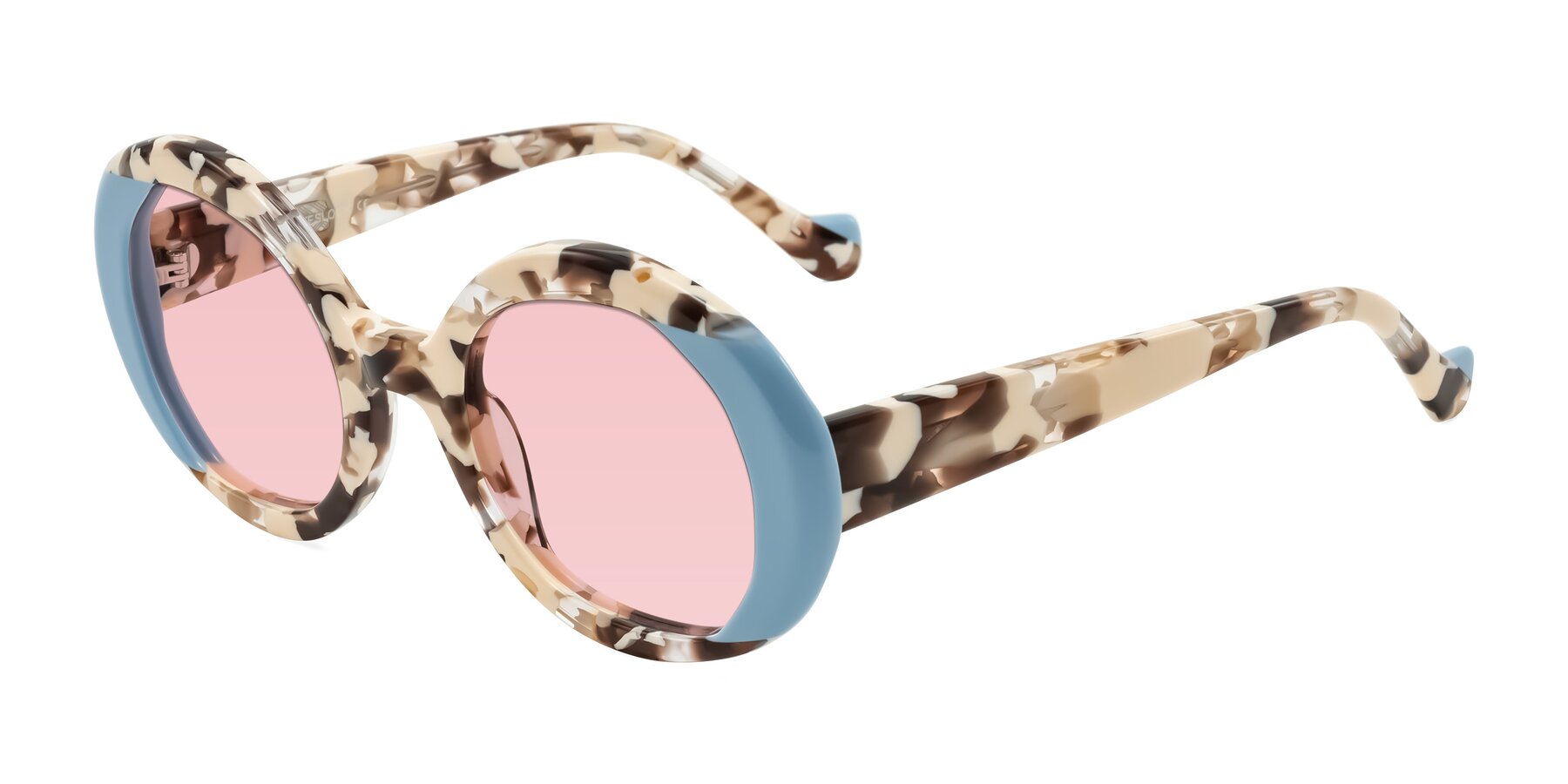 Angle of Rao in Beige Tortoise/Blue with Light Garnet Tinted Lenses