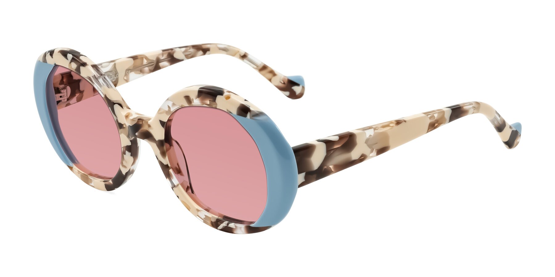 Angle of Rao in Beige Tortoise/Blue with Medium Garnet Tinted Lenses