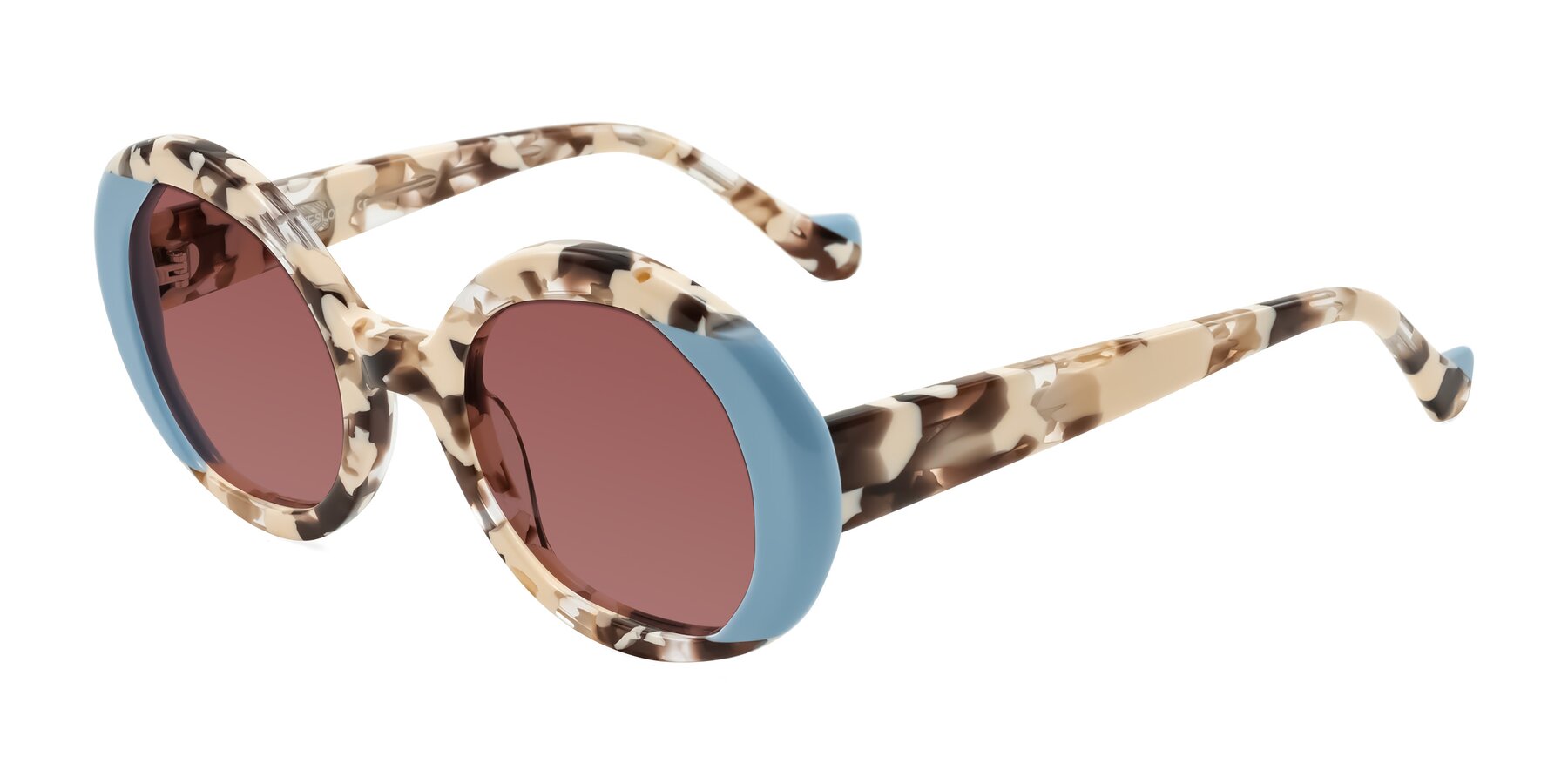 Angle of Rao in Beige Tortoise/Blue with Garnet Tinted Lenses