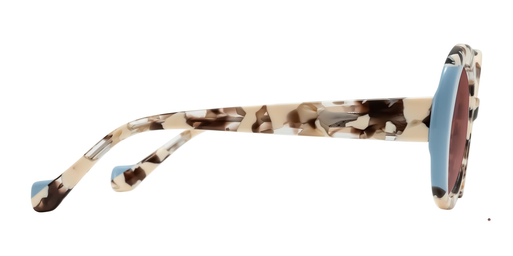 Side of Rao in Beige Tortoise/Blue with Garnet Tinted Lenses