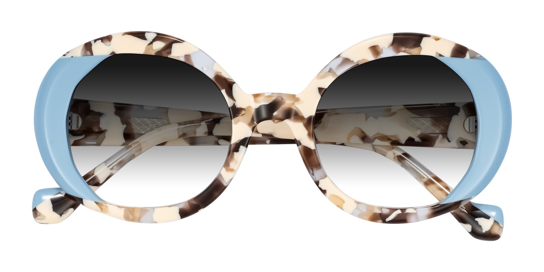 Folded Front of Rao in Beige Tortoise/Blue with Gray Gradient Lenses