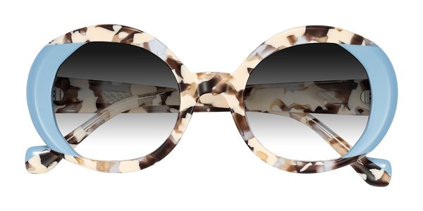 Front of Rao in Beige Tortoise/Blue